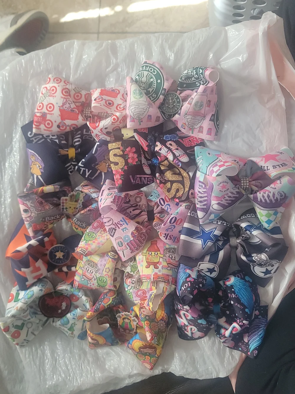 Assorted Kids Hair Bows - Pink, Purple, Blue Patterns